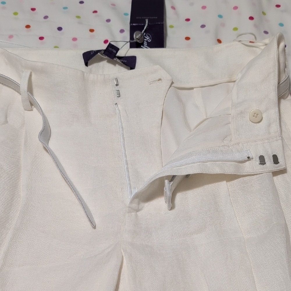 Ralph Lauren White Wide Leg Pants with Tie Waist - Picture 10 of 12